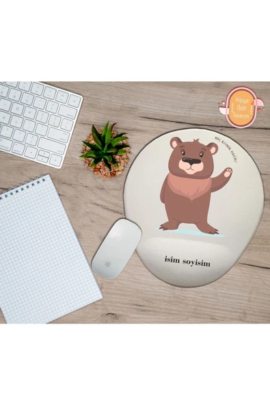 TexKid Kişiye Özel Bozayı Hiç Komik Değil Yazılı Bilek Destekli Mouse Pad ürün görseli 1