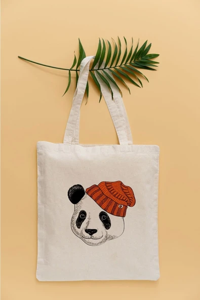 TexKid Şapkalı Panda Temalı Sıvı Geçirmez Bez Çanta ürün görseli 1