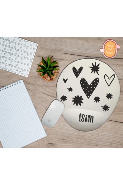 hediye kapımda Kişiye Özel Motifli Kalp Temalı Mouse Pad Bilek Destekli ürün görseli 1