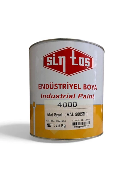 SİNTAŞ ENDÜSTRİYEL 4000 MAT SİYAH RAL 9005M GL 2,5 KG ürün görseli 1