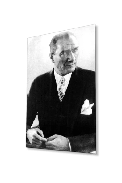 Atatürk Cam Tablo 4mm Dayanıklı Temperli Cam, Atatürk Glass Wall Art ürün görseli 1