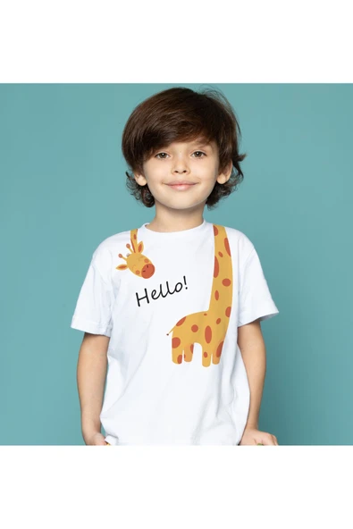 TexKid Eğlenceli Zürafa Tasarımlı Çocuk Tişört Kids Tshirt ürün görseli 1