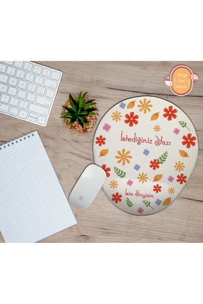 TexKid Kişiye Özel Çiçek Temalı Öğretmenler Günü Hediyelik Bilek Destekli Mouse Pad ürün görseli 1