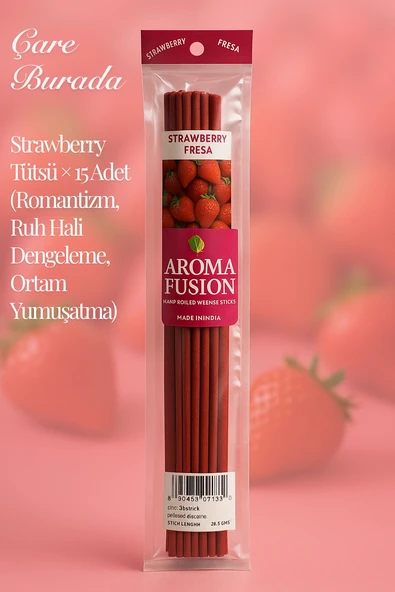 Aroma Fusion Çilek Tütsü - Premium Tütsü × 15 Adet (Romantizm, Ruh Hali Dengeleme, Ortam Yumuşatma) ürün görseli 1