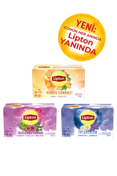 Lipton Günün Her Anında Yanında 3lü Bitki Çayı(İyi Geceler + Yemek Sonrası + Tazelenme Zamanı) ürün görseli 1