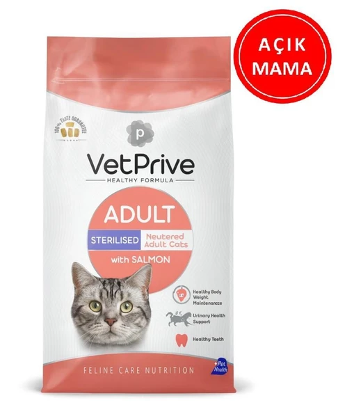 Vet Prive Sterilised Somonlu Kısırlaştırılmış Kedi Maması 1 Kg AÇIK ürün görseli 1