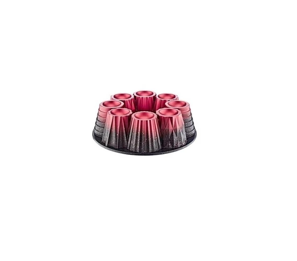 OMS 3280 Muffin Cupcake 26 cm Döküm Granit Kek Kalıbı Siyah-Kırmızı ürün görseli 1