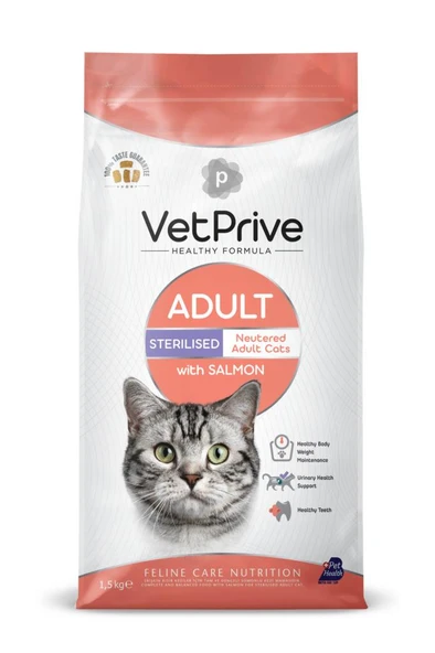 Vet Prive Sterilised Somonlu Kısırlaştırılmış Kedi Maması 1.5 Kg ürün görseli 1