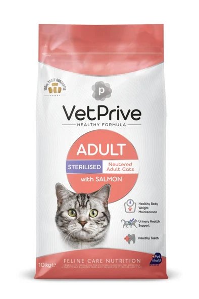Vet Prive Sterilised Somonlu Kısırlaştırılmış Kedi Maması 10 Kg ürün görseli 1