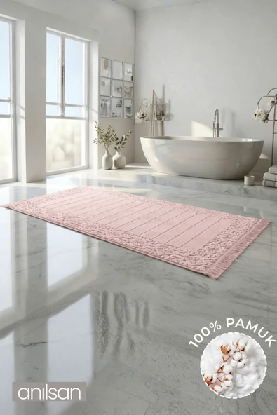Aflora %100 Pamuk Ayak Havlusu - Pudra 60x130, 690 Gr ürün görseli 1