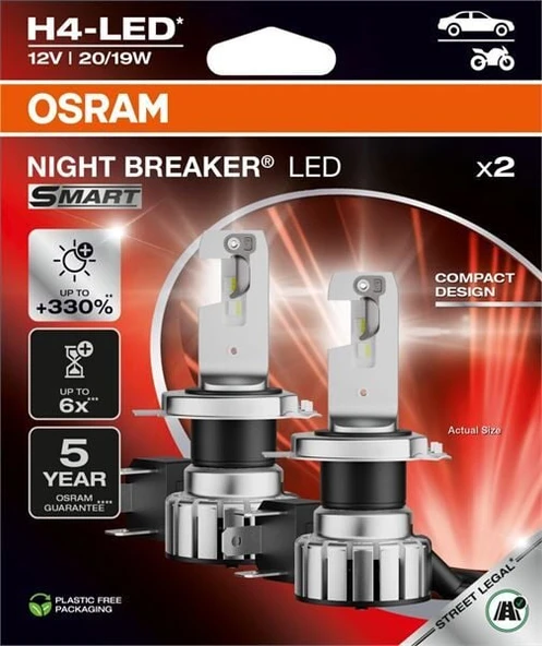OSRAM 64193DWNBSM-2HB20/19W12VP43T HFB2 OSRAM AMPULNight Breaker LED SMART H4 ürün görseli 1