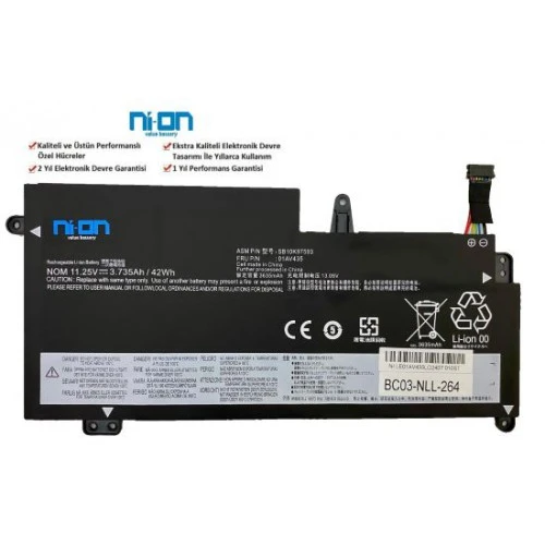 Nion Lenovo Thinkpad 13 Gen 2 Type 20J1 20J2  uyumlu Notebook Batarya - Pil ürün görseli 1