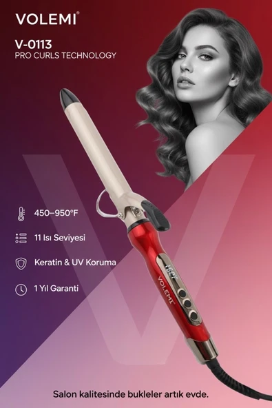 Volemı® V-0113 Dijital Sensörlü Saç Maşası 450-950°f 11 Kademeli Profesyonel Bukle Şekillendirici ürün görseli 1