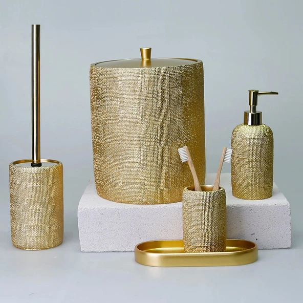 By Selim Natural Altın 5 Parça Polyester Banyo Seti ürün görseli 1