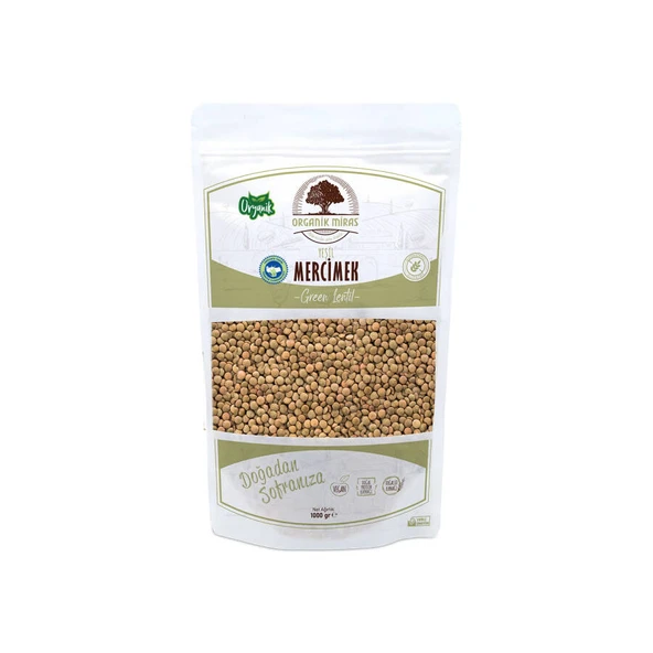 Organik Yeşil Mercimek 1kg ürün görseli 1