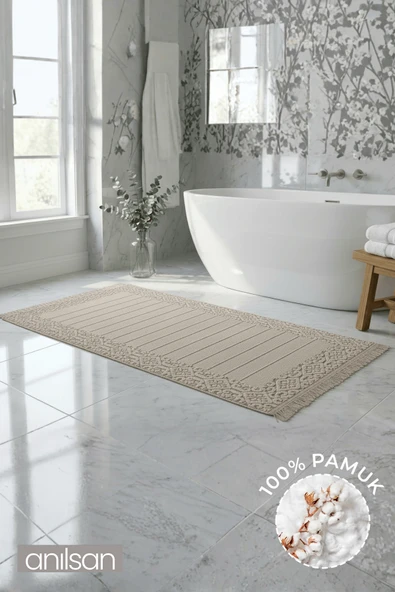 Aflora %100 Pamuk Ayak Havlusu - Vizon 60x130, 690 Gr ürün görseli 1