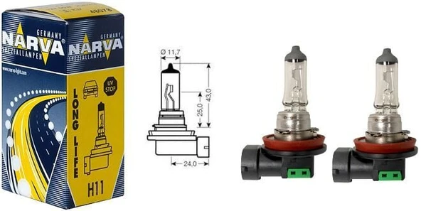 Narva 12V H11 55W PGJ19-2  LONG LIFE UZUN ÖMÜRLÜ HALOJEN AMPUL ürün görseli 1