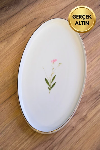 Tabak Evi Porselen Natura Çuha Altın Yaldızlı Dik Yanaklı Kayık 32,50x17x2,50cm Tekli ürün görseli 1