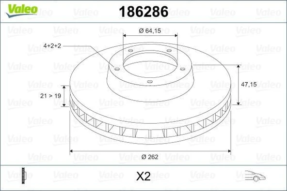 VALEO FREN DİSKİ ROVER 200 400 90-96 ÖN HAVALI (TK) ürün görseli 1