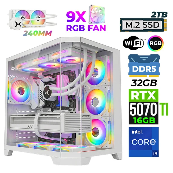 Xaser Pearl X60 i9 14900KF 32GB DDR5 Ram 2TB M.2 NVMe SSD 16GB RTX5070Ti Oyuncu Render Tavsiye Sistem ürün görseli 1