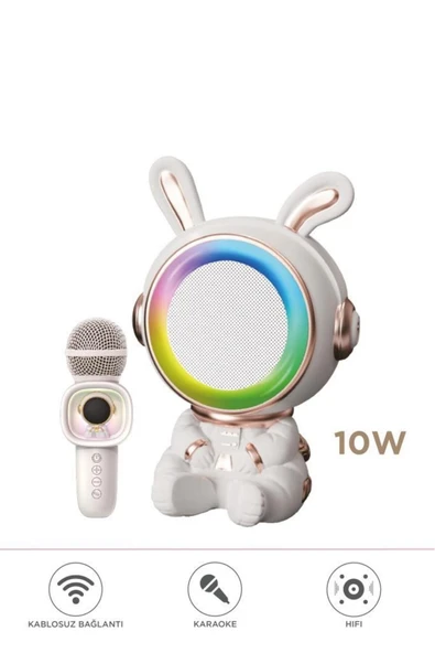05 RGB Tavşan Figürlü Mikrofonlu Karaoke Bluetooth Hoparlör ürün görseli 1