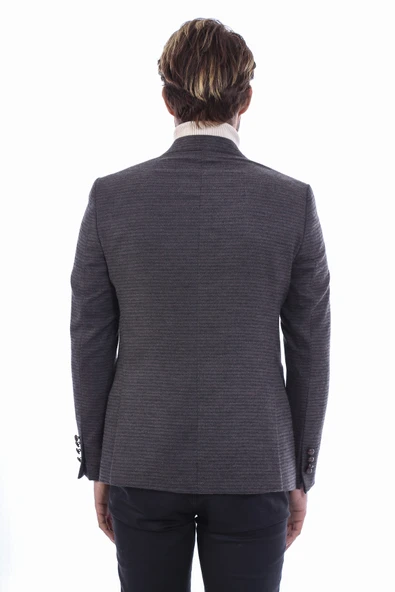Kruvaze Slim Fit Erkek Kahverengi Ceket - Wessi - Resim 3