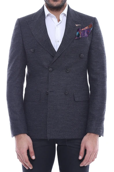 Kruvaze Slim Fit Erkek Lacivert Ceket - Wessi ürün görseli 1