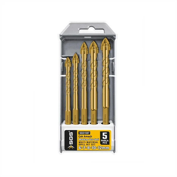 Sgs Bits Saplı Delme Çok Amaçlı Matkap Ucu Seti 6-7-8-10-12mm ürün görseli 1