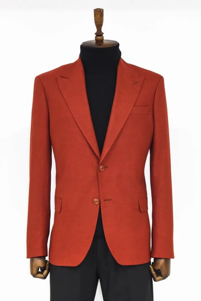 Düz Slim Fit Spor Bordo Erkek Ceket - Wessi ürün görseli 1