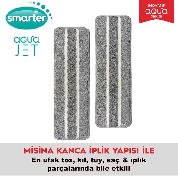 SMARTER AQUA JET YEDEK MOP(YENİ MODEL) 2 ADET TEMİZ & KİRLİ SUYU AYIRMA ÖZELLİĞİ TABLET MOP TEMİZLİK SETİ PASPAS ürün görseli 1