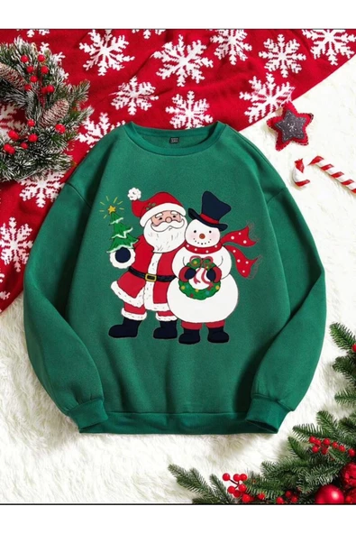 Unisex Oversize noel baba yılbaşı christmas sweatshirt ürün görseli 1