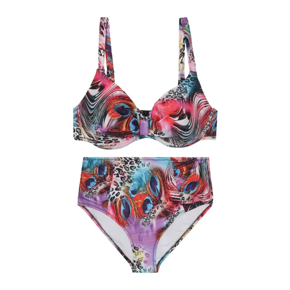 Kaplı Balenli Yüksek Bel Formda Ayarlanabilir Askılı Bikini Takımı ürün görseli 1
