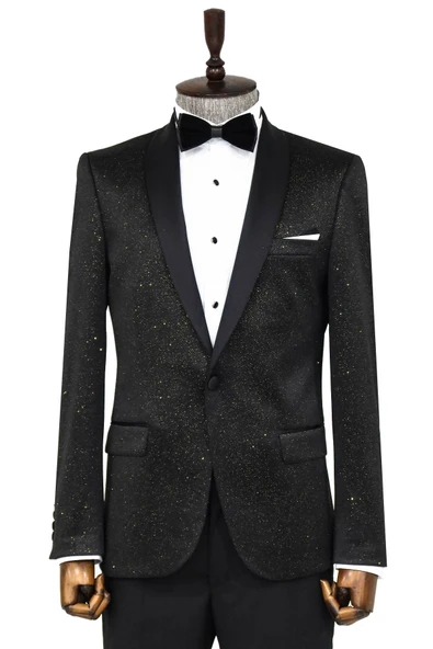 Şal Yaka Slim Fit Siyah Erkek Smokin Ceket - Wessi ürün görseli 1