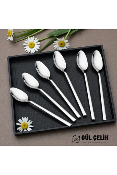 PTTAVM: Gül Çelik 12 Parça Yemek Kaşığı Sade Çubuk Model 18/0 Kalite
