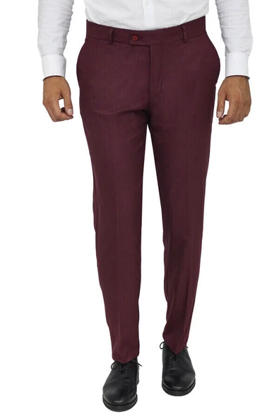 Slim Fit Desensiz Kumaş Bordo Erkek Pantolon - Wessi ürün görseli 1