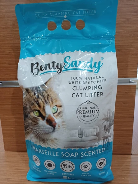 Benty Sandy Marsilya Sabun Kokulu İNCE Bentonit Kedi Kumu 5 Lt ürün görseli 1