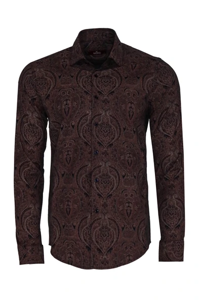 Kahverengi Desenli Slim Fit Gömlek - Wessi ürün görseli 1
