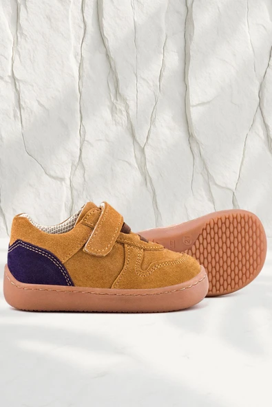 Rakerplus Bob Hakiki Deri Taba Barefoot Cırtlı Lastikli Bebek Sneaker Ayakkabı ürün görseli 1