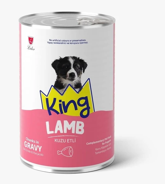 King Et Parçacıklı Kuzu Etli Yavru Köpek Konserve 400 Gr ürün görseli 1