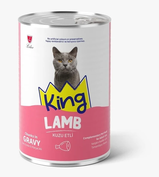 King Et Parçacıklı Kuzu Etli Yetişkin Kedi Konserve 400 Gr ürün görseli 1
