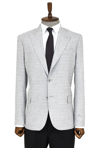 Desenli Slim Fit Gri Erkek Ceket - Wessi ürün görseli 1