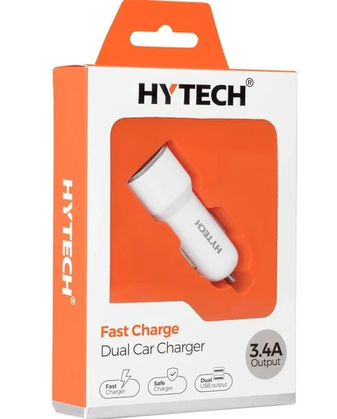 HY-X40 3.4A Hızlı Şarj 2 USB Beyaz Araç Şarj Cihazı ürün görseli 1