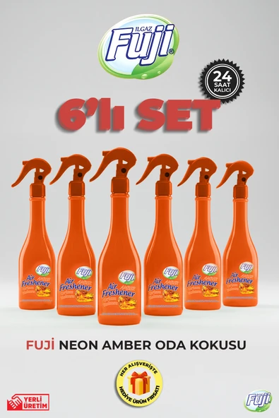 Amber Oda Spreyi 400 ml - 6'lı Eko Paket Air Freshener Neon Amber Oda Kokusu ürün görseli 1