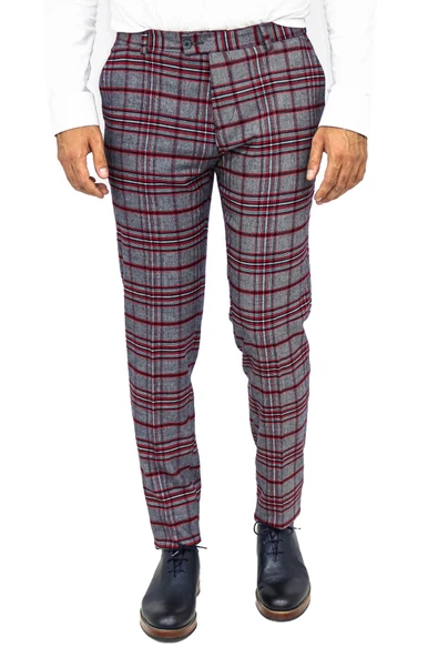 Ekose Desenli Slim Fit Koyu Mavi Erkek Pantolon - Wessi ürün görseli 1