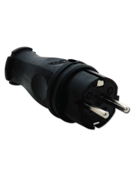 Tp Electric 3101-303-0300 1X16A Kauçuk Düz Fiş Siyah Fransız Tipi Ups Vidalı IP44 ürün görseli 1