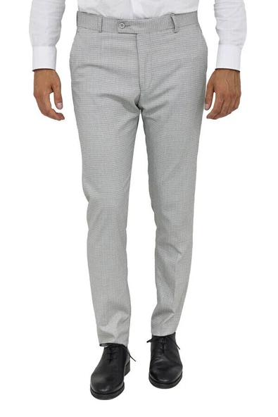 Slim Fit Kareli Kumaş Gri Erkek Pantolon - Wessi ürün görseli 1