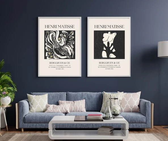 Henri Matisse Duvar Tablosu Çerçeveli 2'lü Set Beyaz Renk 21 x 30 Boyut/Ebat ürün görseli 1