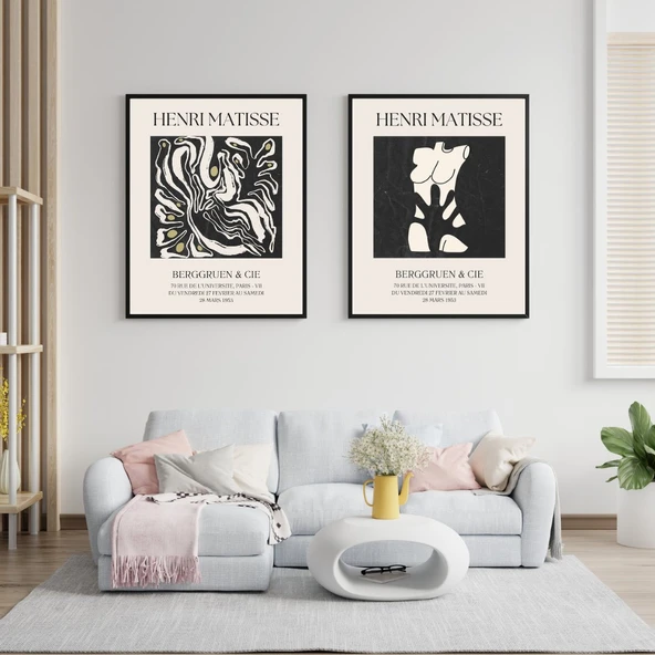 Henri Matisse Duvar Tablosu Çerçeveli 2'lü Set Siyah Renk 35 x 50 Boyut/Ebat ürün görseli 1