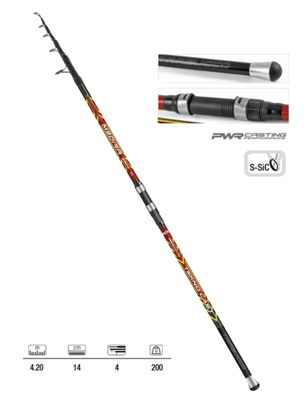 Trabucco Medira Tekno Cast Surf 420cm 200gr Teleskopik Surf Kamışı ürün görseli 1