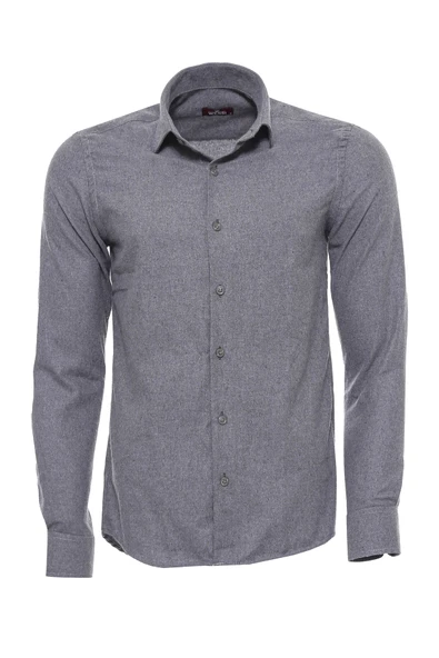 Desensiz Slim Fit Gri Erkek Oduncu Gömlek - Wessi ürün görseli 1